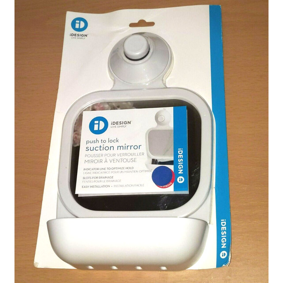 Cade Push Lock Suction Mirror White - iDESIGN 4.5"x4" Mirror - Picture 1 of 4